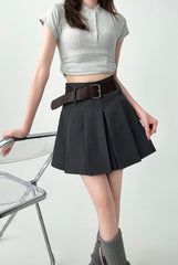 High Waist Pleated A Line Mini Skirt