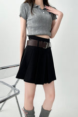 High Waist Pleated A Line Skirt