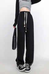 High Waist Wide Leg Casual Slim Fit Pants Black