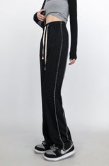 High Waist Wide Leg Casual Slim Fit Pants Black