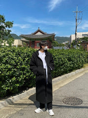 Hooded Coat Trendy Long Overcoat