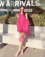 Hot Pink Tweed Dress
