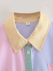 Multicolored Pastel Colorblock Striped Shirt