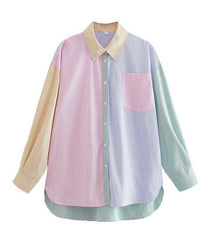Multicolored Pastel Colorblock Striped Shirt