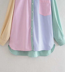 Multicolored Pastel Colorblock Striped Shirt