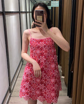 Red Flower Crochet Dress