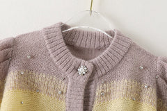Brown Stripe Jeweled Cardigan