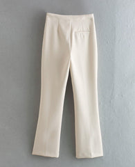 White Straight Cut Trousers