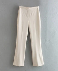 White Straight Cut Trousers