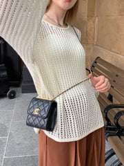 White Hollowed Fishnet Sweater