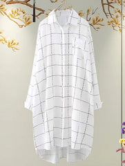 White Letter Print Long Shirt
