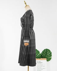 Black Printed V-Neck Dress