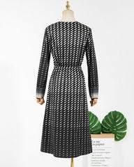 Black Printed V-Neck Dress