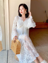 White Long Lace Dress