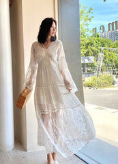 White Long Lace Dress