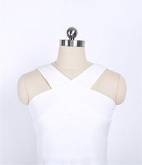 White Crossed Neck Dress