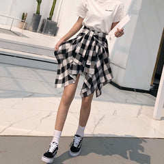 Black & White Plaid Tie Skirt