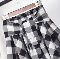 Black & White Plaid Tie Skirt
