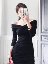 Black Cross Front Off-Shoulder Dress