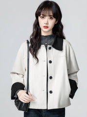 Ivory Contrast Trim Utility Short Jacket