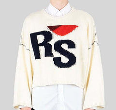 White Tight Knit Street Style Cropped Sweater