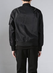 Black Square Studs Classic Black Bomber Jacket