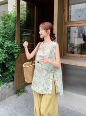 Jacquard Tassel Vest And Wide Leg Pants Set