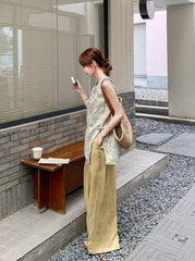 Jacquard Tassel Vest And Wide Leg Pants Set