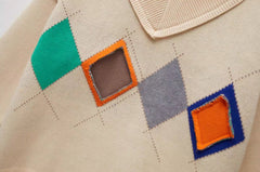 Beige Diamond Cut-Out Style Sweater