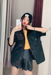Black Nylon Cargo Style Shirt