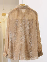 Brown Textured Pattern Button-Up Shirt