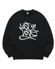 Black 'Lost In Love' Printed Sweatshirt