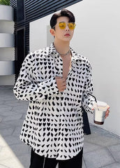 White Mishmash Heart Shapes Pattern Shirt