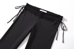 Black Side Tie Low Waisted Pants