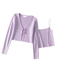 Lilac Cropped Top and Cardigan Set
