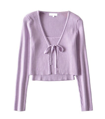 Lilac Cropped Top and Cardigan Set