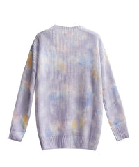 Lilac Tie Dye Ripped Designed Cardigan