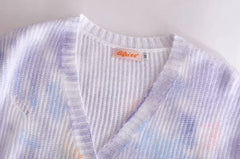 Lilac Tie Dye Ripped Designed Cardigan