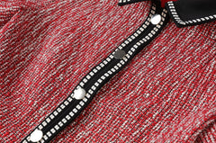 Red Tweed Collared Dress