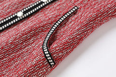 Red Tweed Collared Dress