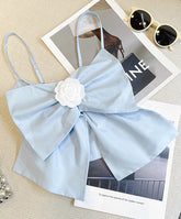Sky Blue Big Ribbon Crop Top