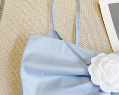 Sky Blue Big Ribbon Crop Top