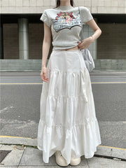 White Maxi Flared Skirt