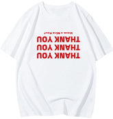 White Loose Inverted Thank You T-Shirt