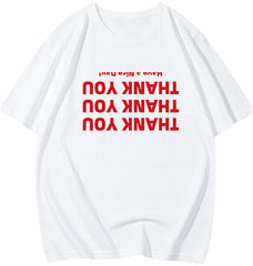 White Loose Inverted Thank You T-Shirt