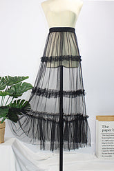 Black Sheer Tutu Midi Skirt