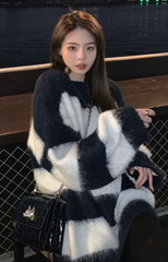 Black And White Striped Mohair Sweater