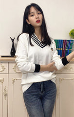 White Bee Embroidered Sweater