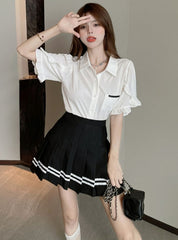 Black Pleated Mini Skirt