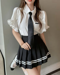 Black Pleated Mini Skirt